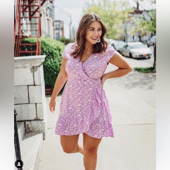 J.CREW Womens Pink Floral Short Sleeve V-Neck Wrap Dress with Ruffle Size 14 - Picture 7 of 9